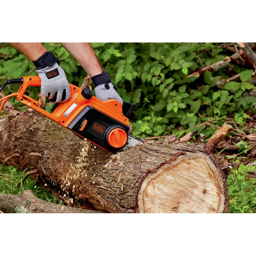 BLACK+DECKER 16 12 Amp Corded Electric Chainsaw, Tool-Free Chain Tensioning, Auto-Oiling