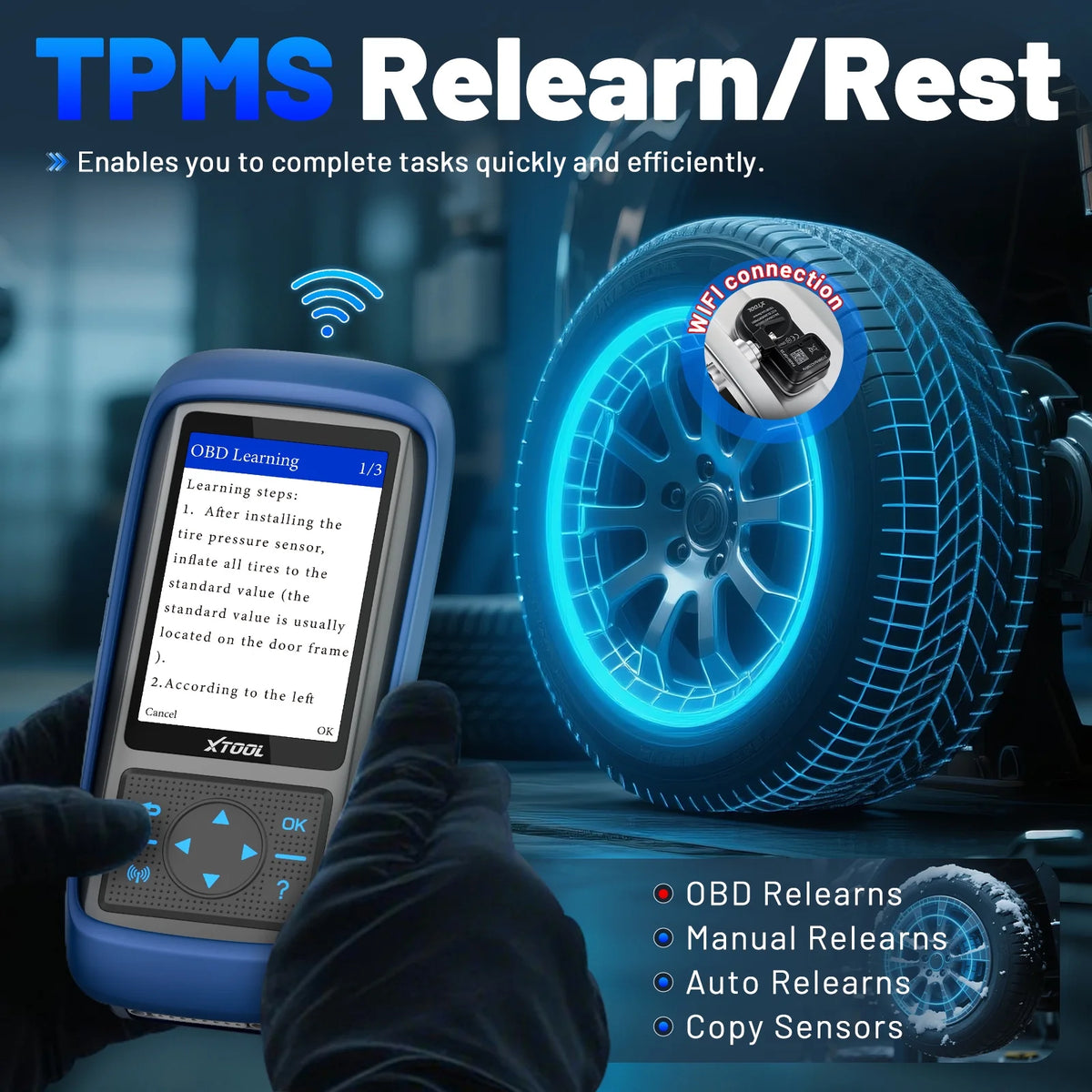XTOOL TP150 TPMS Pr0gramming Tool, TPMS Relearn Tool, Activate/Relearn All Known TPMS Sensors (315/ 433MHz), Program XTOOL TS100 Sensors, TPMS Reset Diagnosis Tool