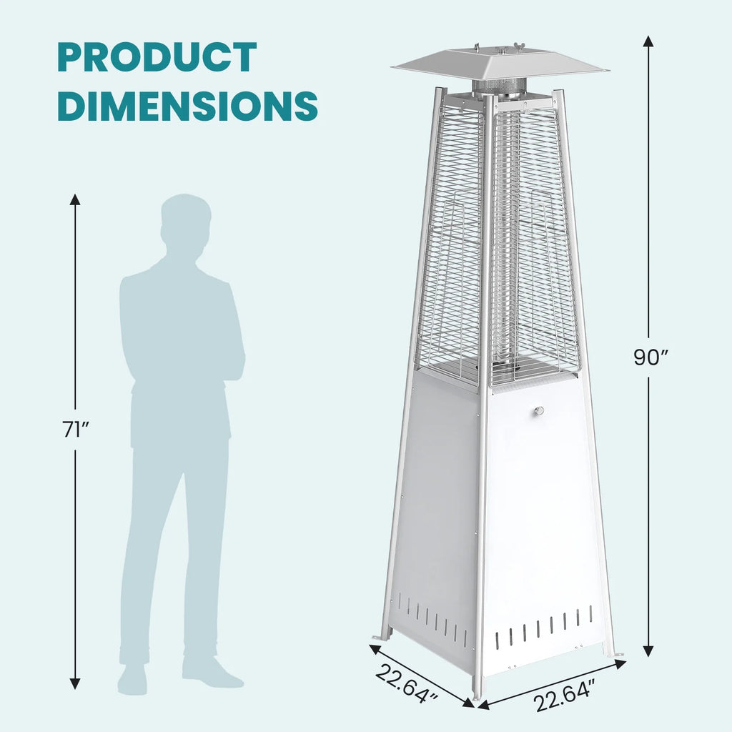 edx 42000 BTU Outdoor Propane Patio Heater Tower with Wheels, Stainless Steel