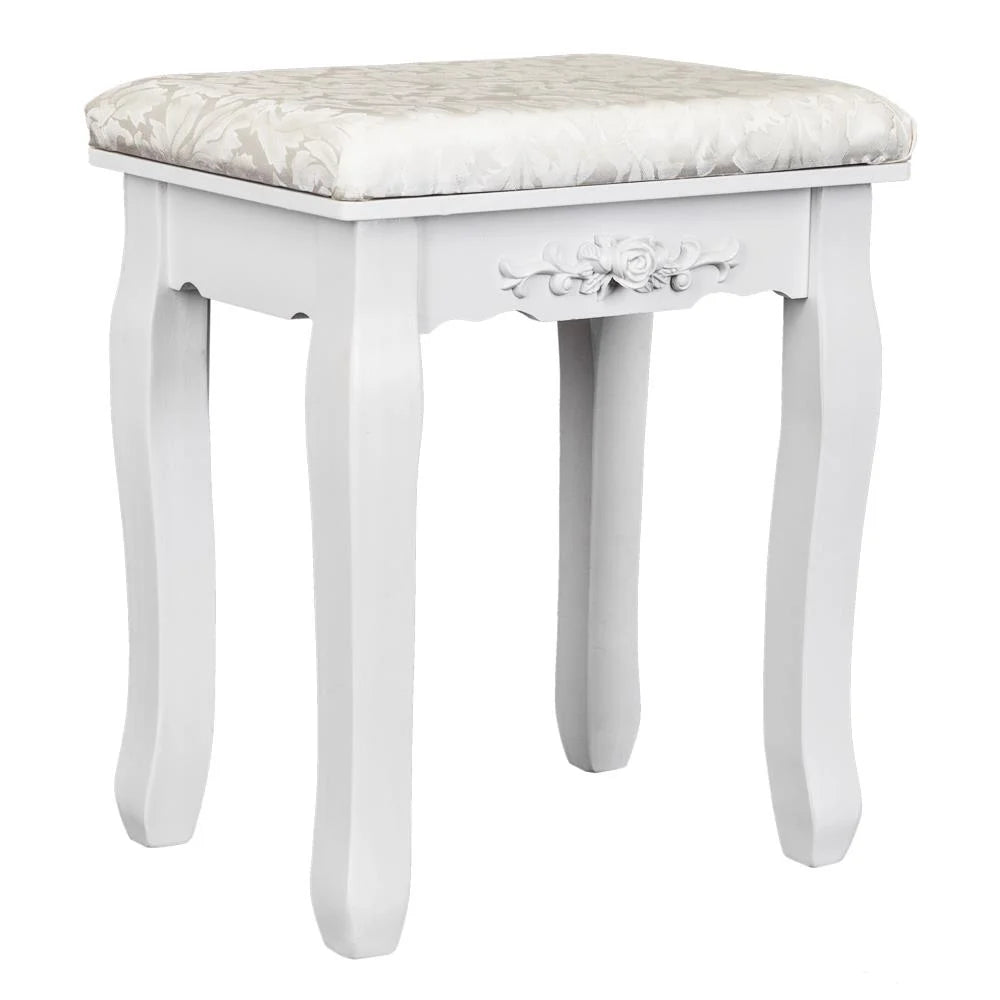 Ktaxon Vanity Set,Flip-top Mirror Dressing Table Makeup Vanity Table Writing Desk with 2 Drawers and Stool, White