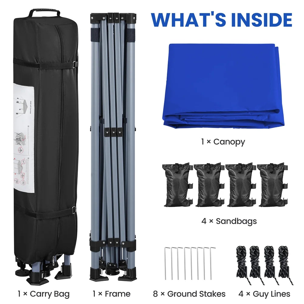 Renwick 10x10 Ft Instant Pop Up Canopy with One Push To Lock Setup Mechanism, Blue