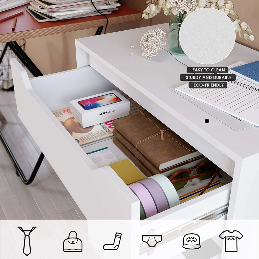 Homfa 4 Large Drawers Dresser, Modern Wood Chest of Drawers for Bedroom Hallway Living Room, White