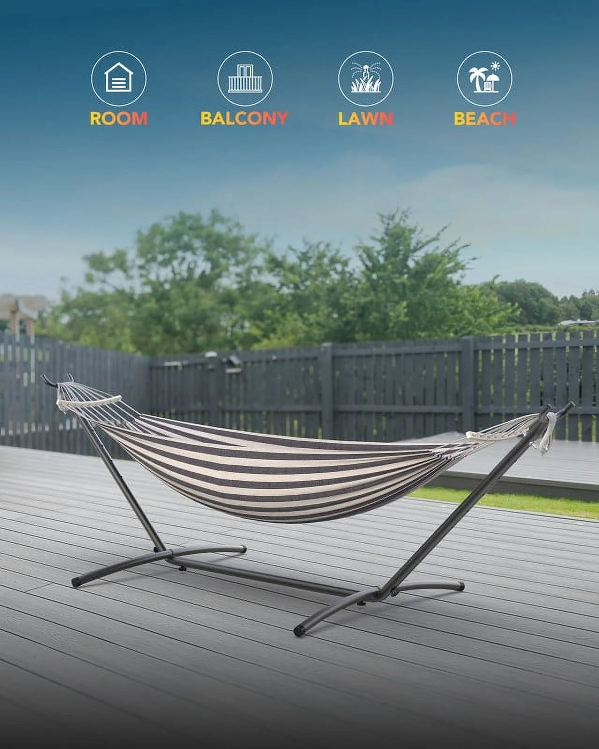 KEESTP Comfortable 2 Person Hammock with Stand,Portable Detachable Brazilian Hammock,450lb Capacity - Tropical