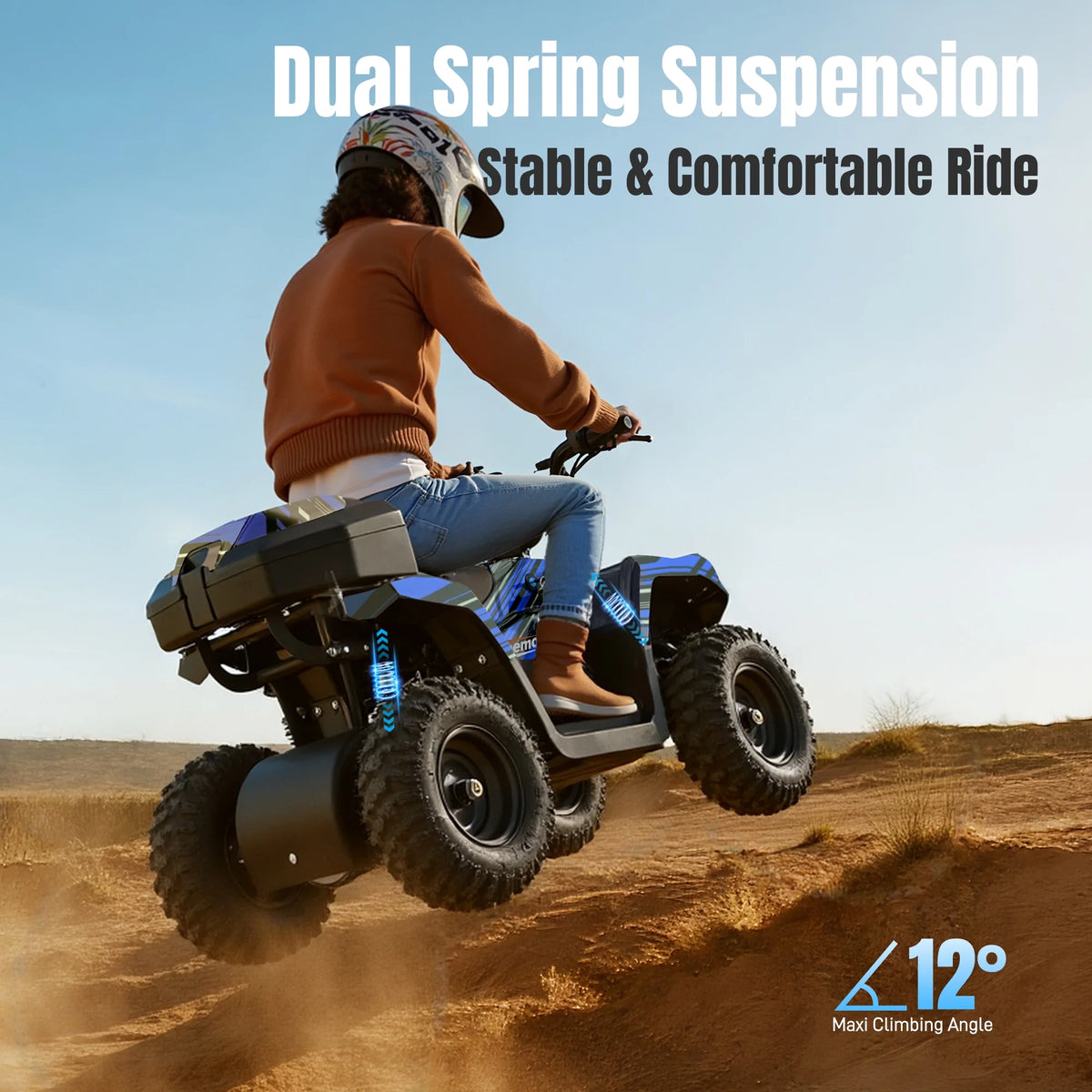 All-Terrain 25 Miles Ride on Toys,Arshin Powerful Kids Toy Vehicle,15.5 mph Variable Speeds,Parent Control,Suspension,Disc Brake,Suspension,Perfect Gift(Blue)