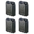 Scepter 5 Gallon Heavy Duty Military Style Water Container, (4 Pack), Black