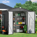 Aiho 8 x 6 FT Outdoor Storage Shed on Clearance with Metal Base  Frame and Double Lockable Doors for Garden, Patio - Gray
