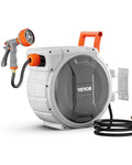 VEVOR Retractable Garden Hose Reel, 1/2 Inch x 145 ft Wall Mounted Hose Reel, Heavy Duty Garden Hose Reel with 9 Patterns Nozzle, Any Length Lock, Upgraded Slow Return System and 180 Swivel Bracket