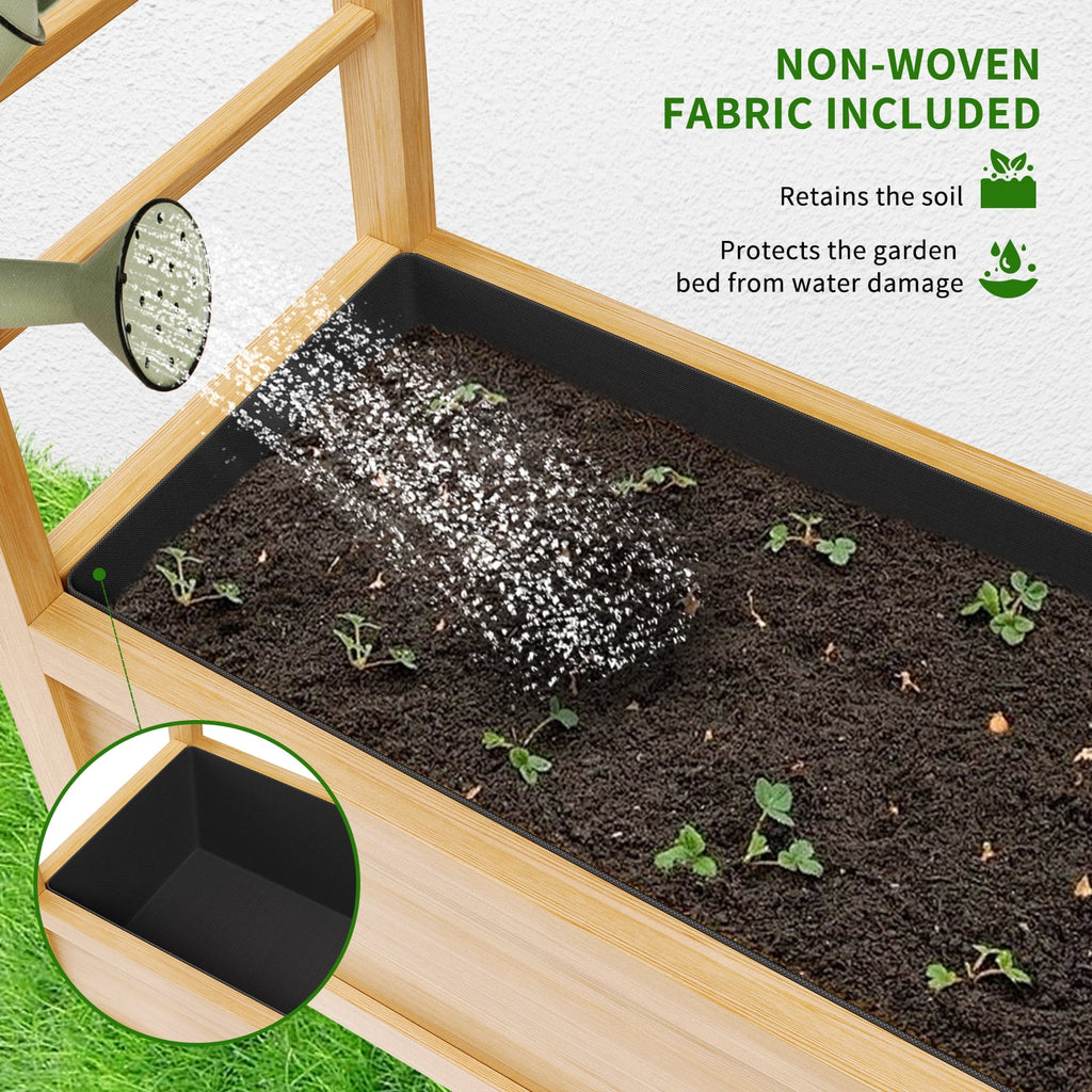 Slsy 63" Screen Raised Garden Bed, Wooden Planter Box with Hanging Roof & Drainage Holes, Indoor Outdoor Elevated Planter for Vine, Climbing Plants, Flowers, Patio & Garden