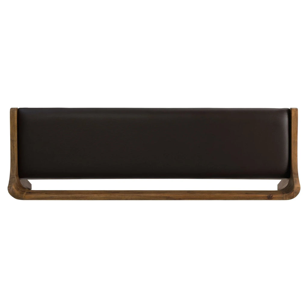 Boraam Rasmus Low Back Faux Leather and Wood Dining Bench, Chestnut Wire-Brush Finish