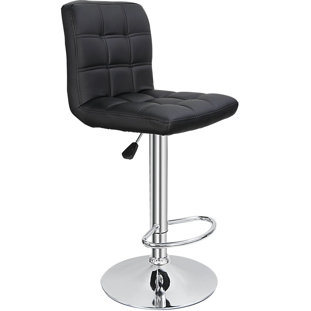 ZENY Set of 4 Bar Stool Soft Cushion Metal Frame 24-32" Swivel Chair, Black