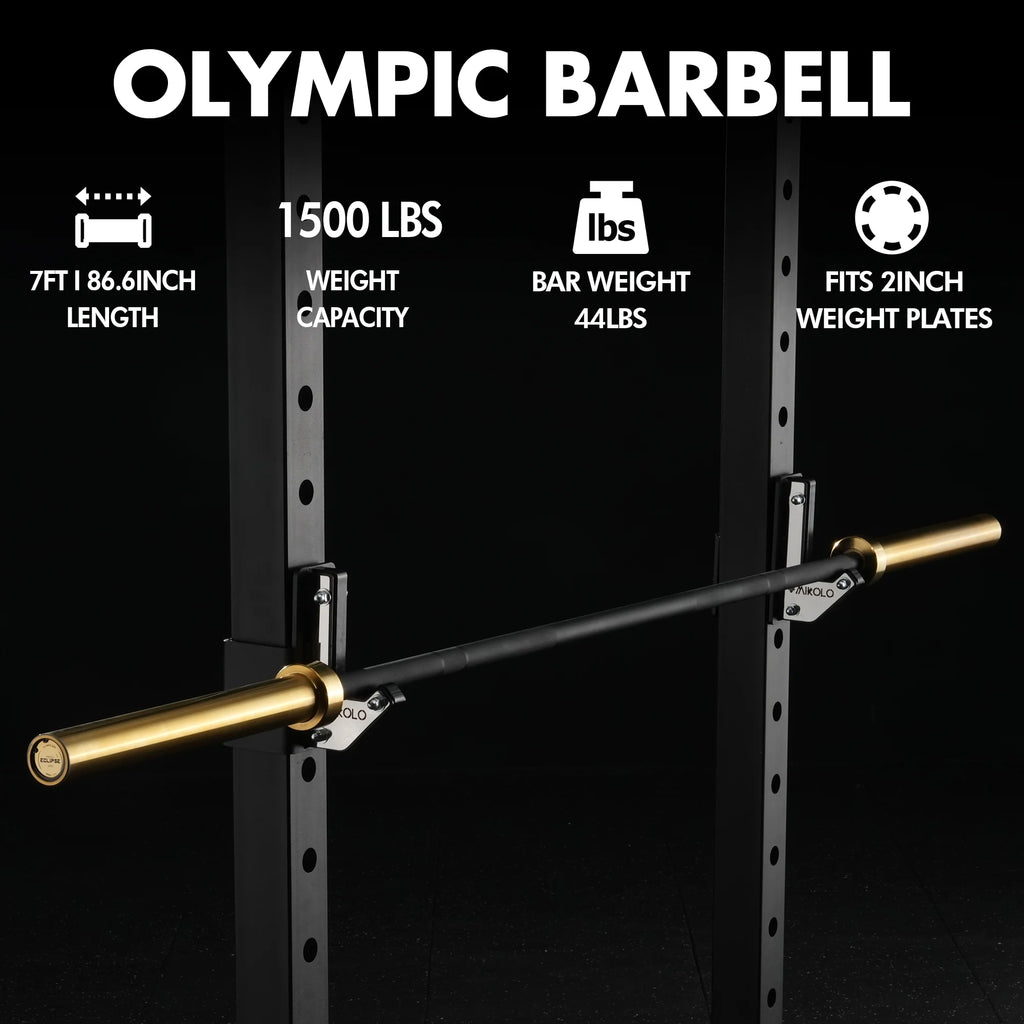 Mikolo 7ft Olympic Barbell, Barbell for Weightlifting and Powerlifting 45lb, Olympic Bar for 1500lbs Capacity, Weight Bar Fit 2 Standard Weights