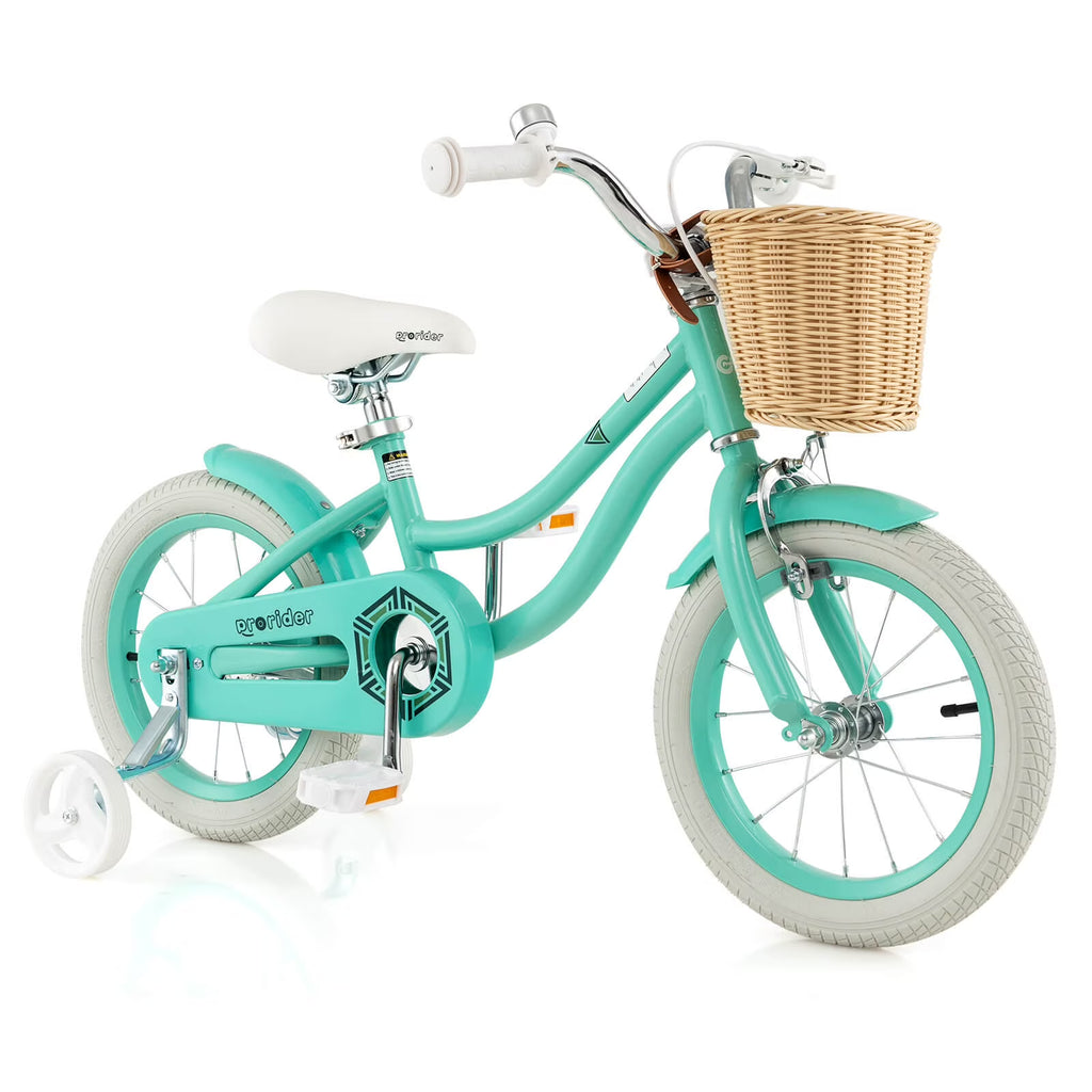 Prorider 16" Kid’s Bike with Training Wheels Adjustable Handlebar Seat Handbrake Pink