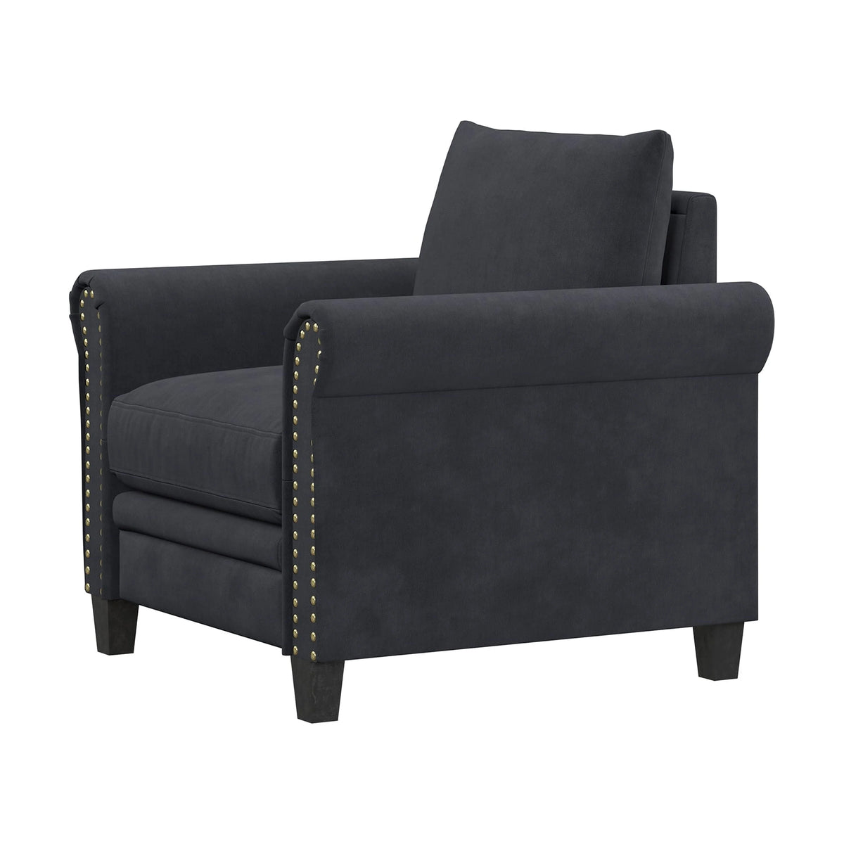 Lifestyle Solutions Fallon Armchair with Nail Head Trim, Gray Fabric