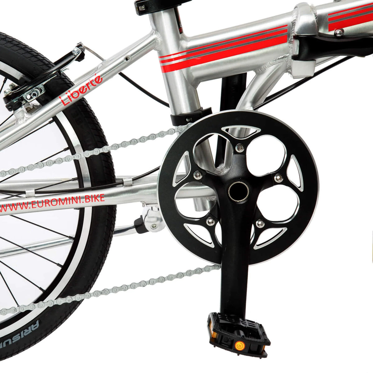 ZiZZO Liberte 8-Speed 20" Wheel, Aluminum Folding Road Bicycle for All Genders, Silver and Red