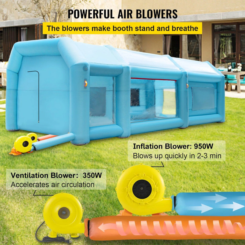 STAWAY Inflatable Paint Booth - 26x15x10ft Car Spray Tent with Air Filter & 2 Blowers - Upgraded Auto Painting & Repair Solution for Garage & Outdoor Use