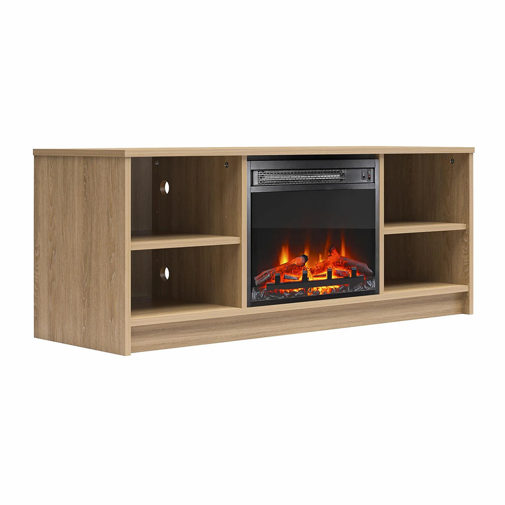 Mainstays Fireplace TV Stand, for TVs up to 55", Black Oak