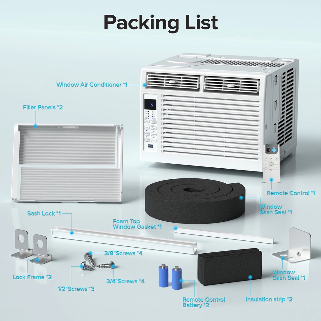 KISSAIR 10,000 BTU U Shaped Window Air Conditioner with Remove Control , for Room AC Unit 6 Modes &3 Fan Modes , Cools up to 450 Sq. Ft