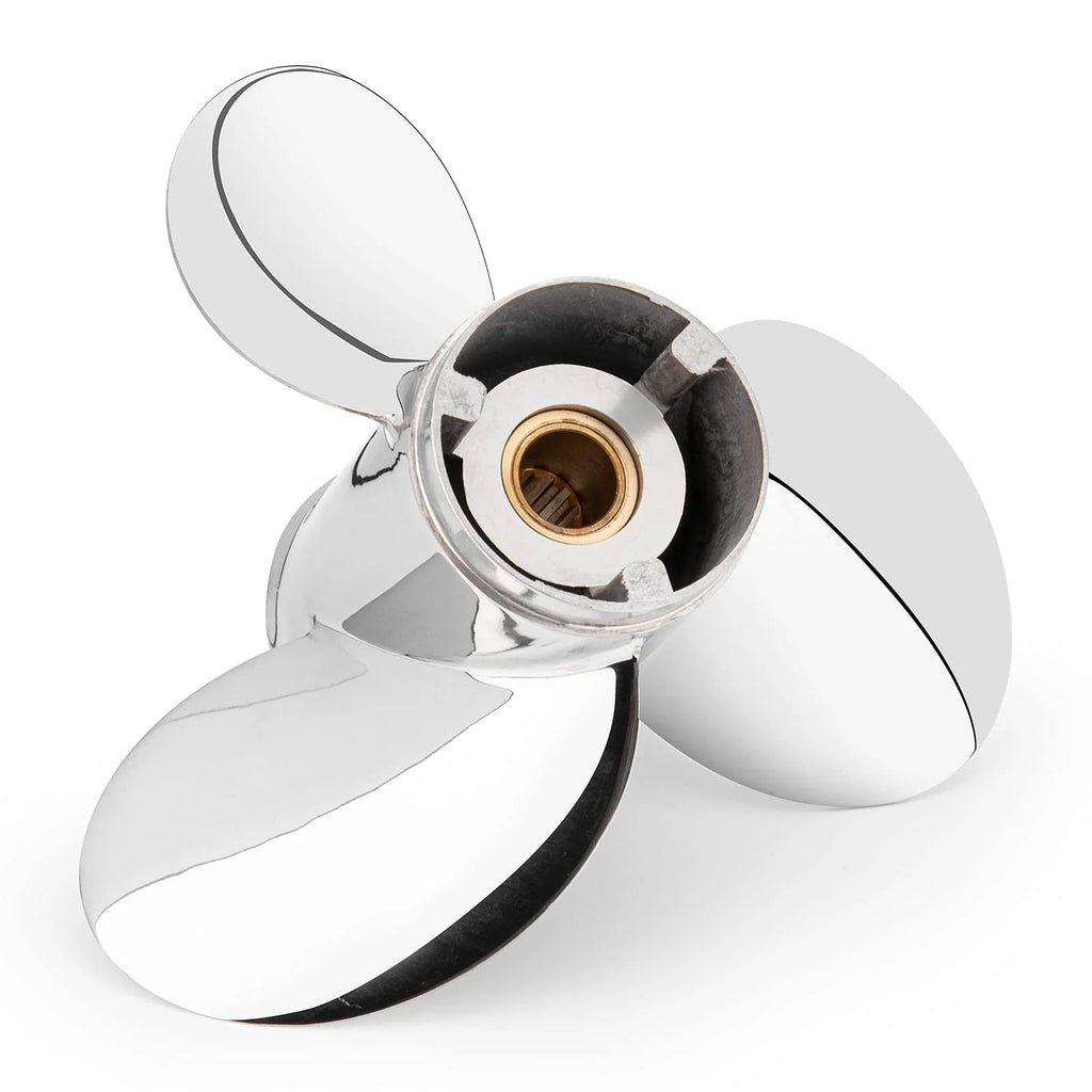 Qiclear OEM Upgrade 10 1/2 x 13  (13 Spline Tooth)  Upgrade Stainless Steel Outboard Motor Propeller Fit Mercury Engine 25-70 HP, Parts No.48-855858A46, RH