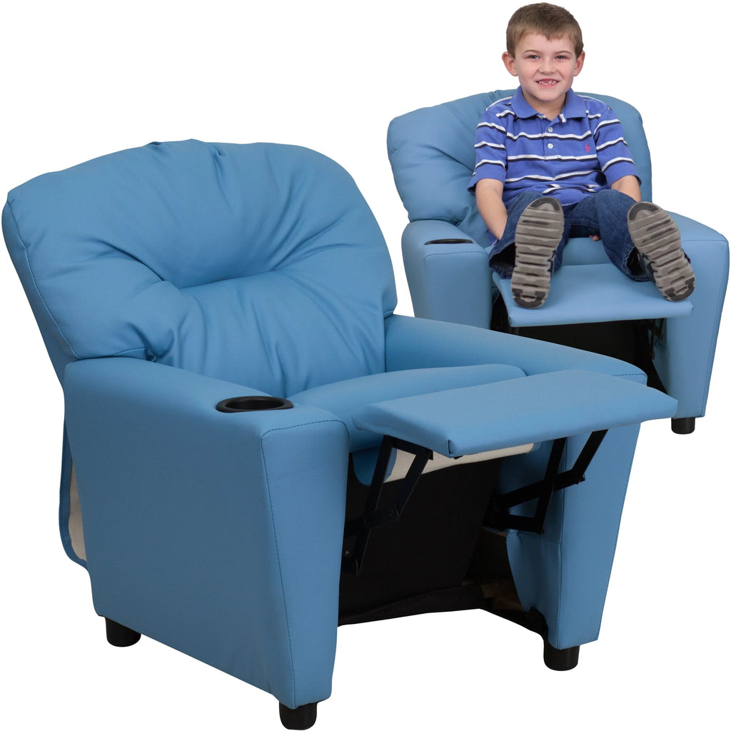 Lancaster Home Contemporary Kids Recliner with Cup Holder Brown Microfiber