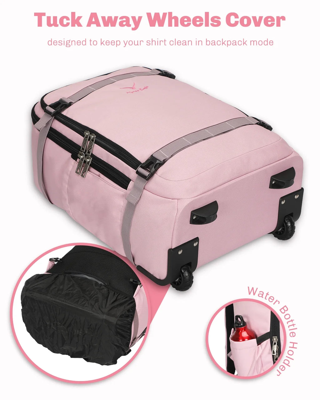 Hynes Eagle 22" Hybrid Carry-On Luggage, Softside Rolling Backpack, Grey