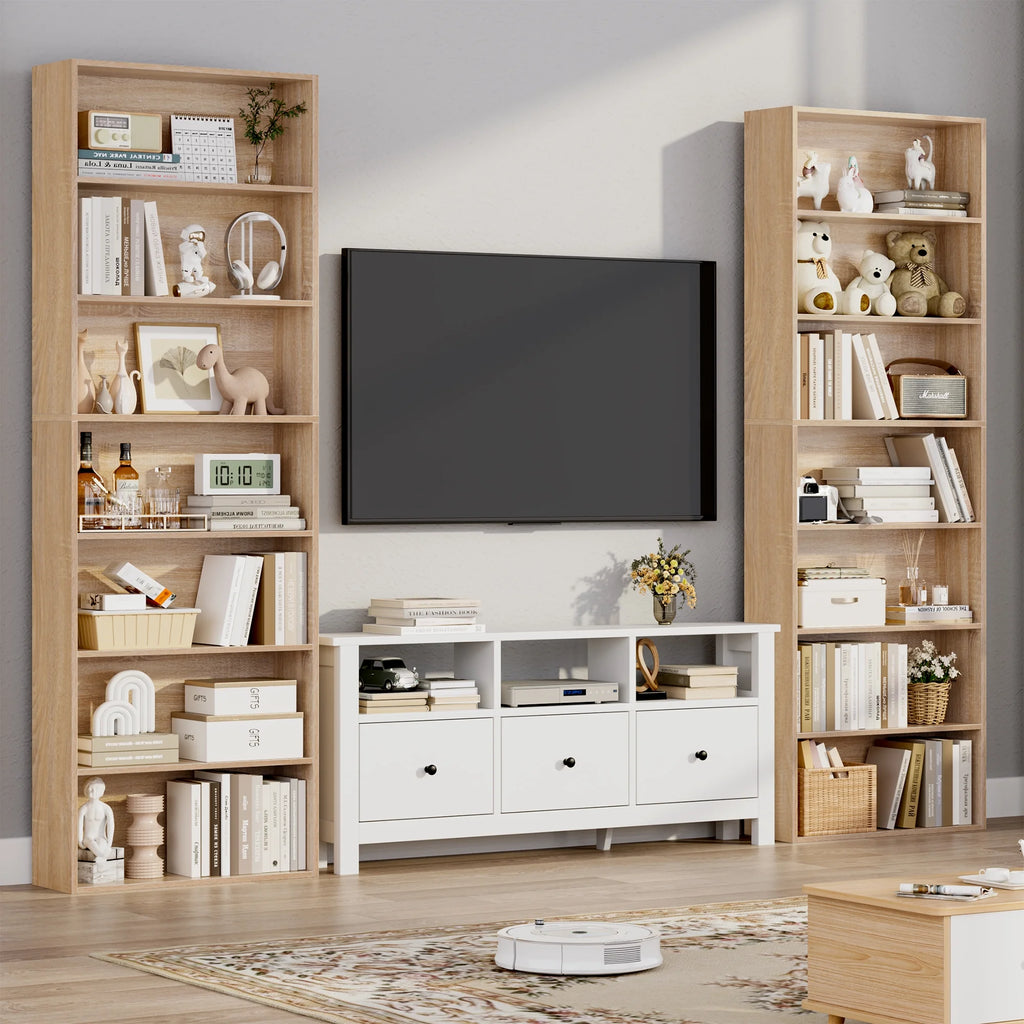 Homfa 82" Tall Bookcases, Freestanding Display Storage Shelves, 7-Tier Open Bookshelf for Home Office Living Room Bedroom, White