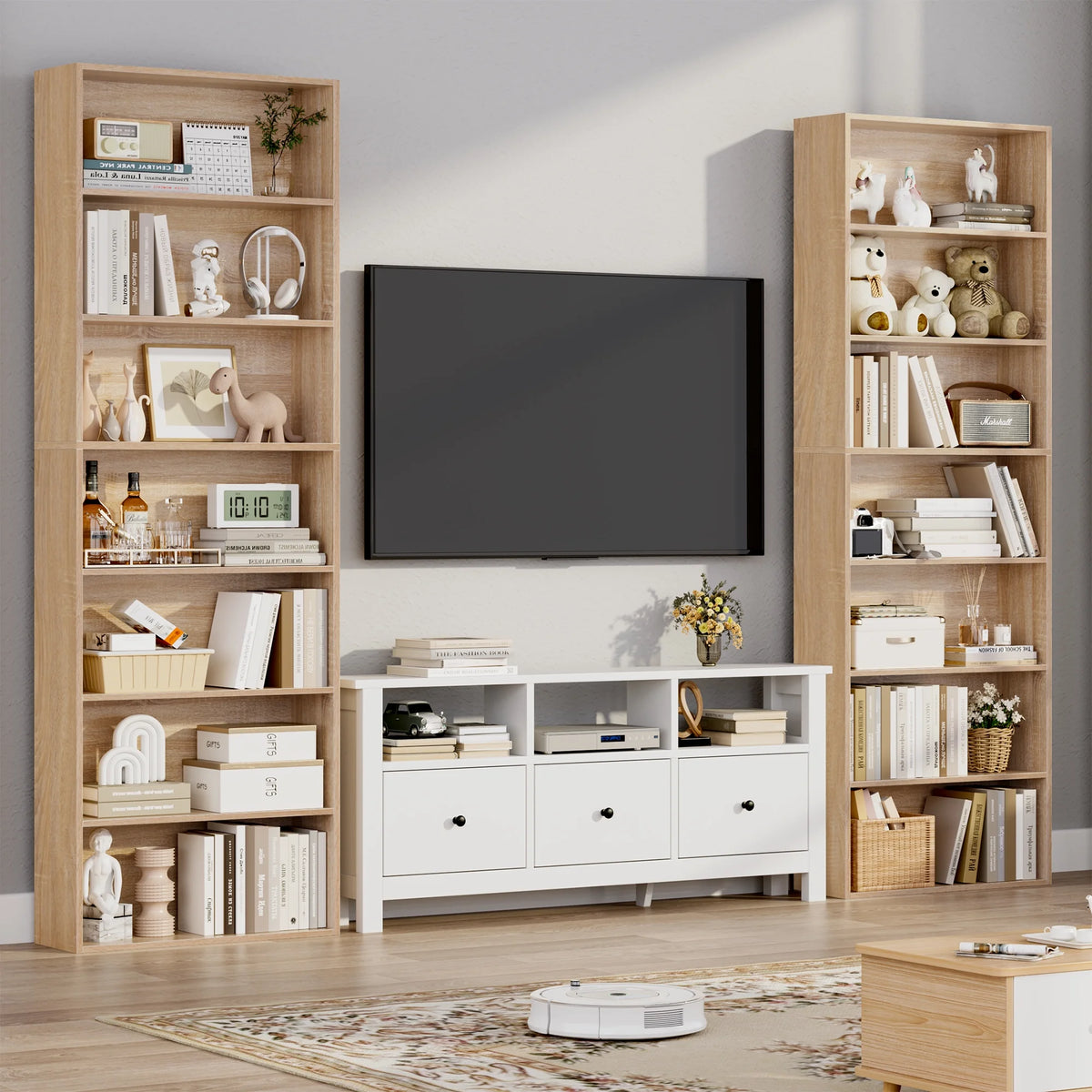 Homfa 82" Tall Bookcases, Freestanding Display Storage Shelves, 7-Tier Open Bookshelf for Home Office Living Room Bedroom, White