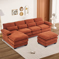 Rophefx 114.3" U Shaped Sectional Couches for Living Room,Cloud Couch,4 Seats Chenille Couch with Double Layer Cushion,Orange