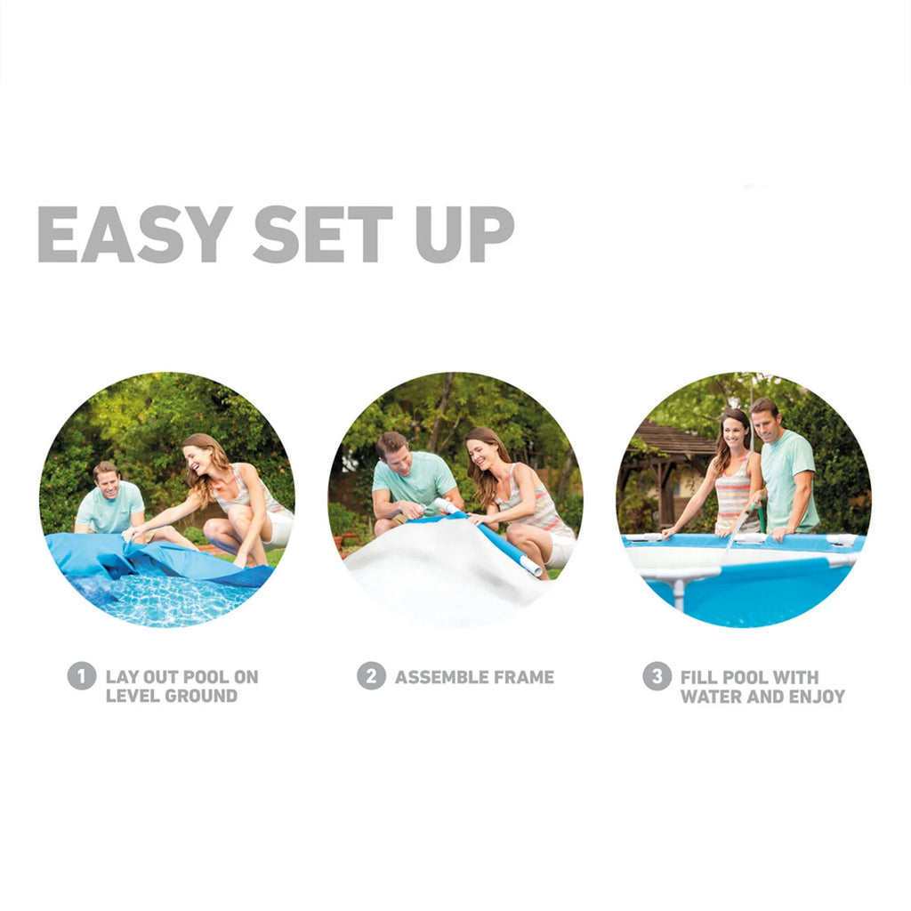 INTEX Round Metal Frame 10ft x 30in Above Ground Swimming Pool Set, Blue