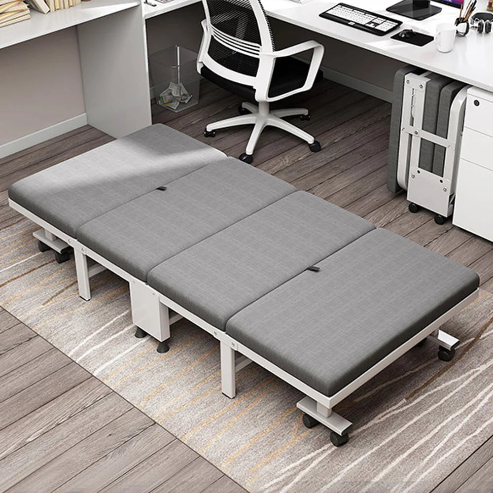 Steel Folding Bed with Mattress,Foldaway Guest Bed,Lunch Bed for Office