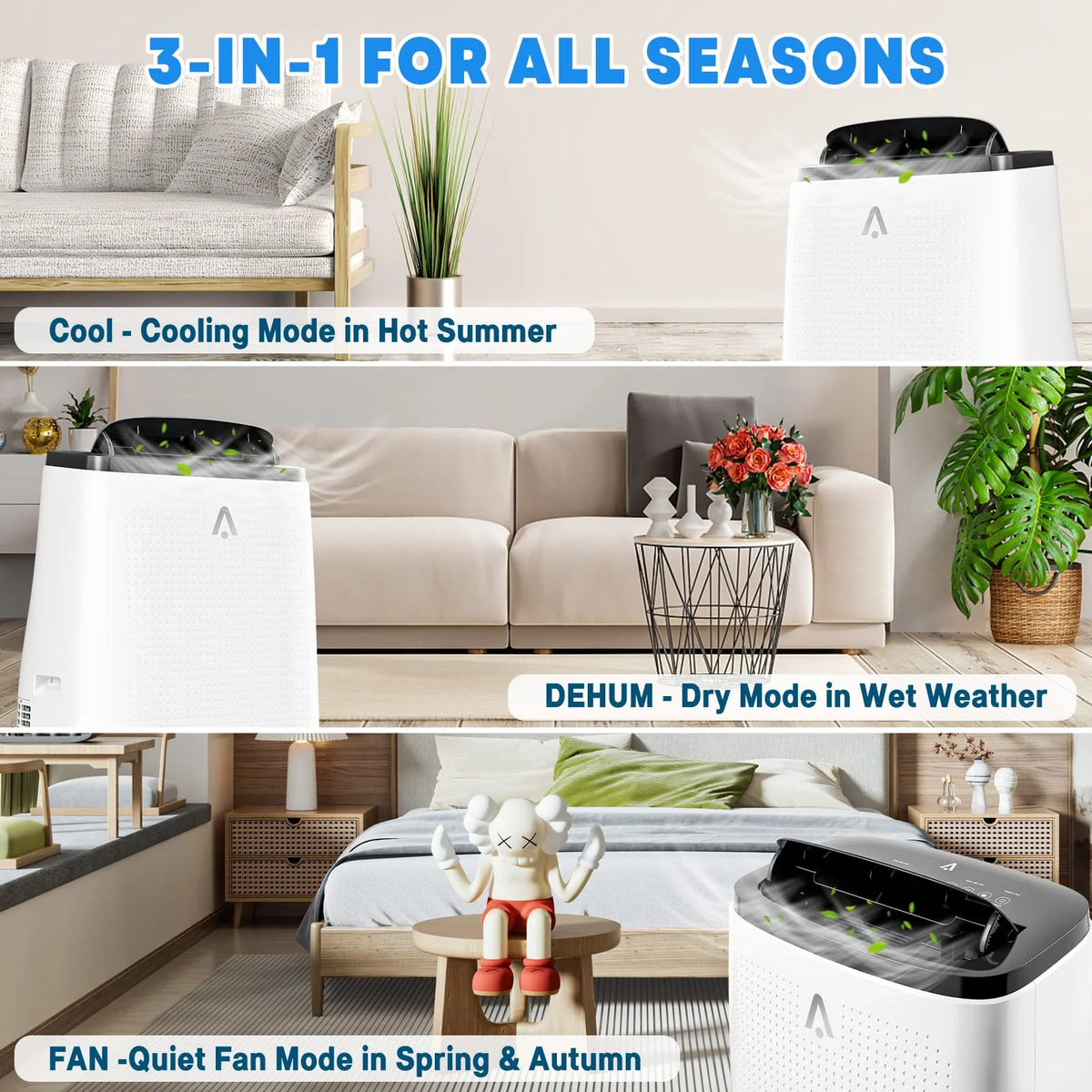 Danolapsi 14,000 BTU Portable Air Conditioners, 3-in-1 Free Standing Cooling AC Unit for Room up to 700 Sq. Ft, Compact AC Unit Air Cooler w/Fan & Dry Function, LED Display Air Conditioners with timer