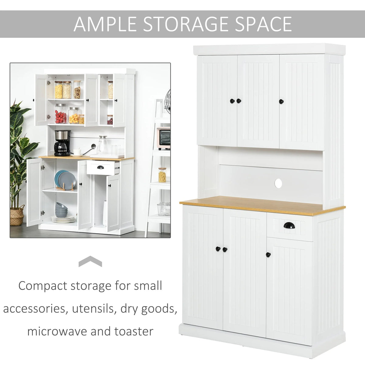 HomCom 71" Kitchen Pantry Storage Cabinet Microwave Oven Stand with Storage