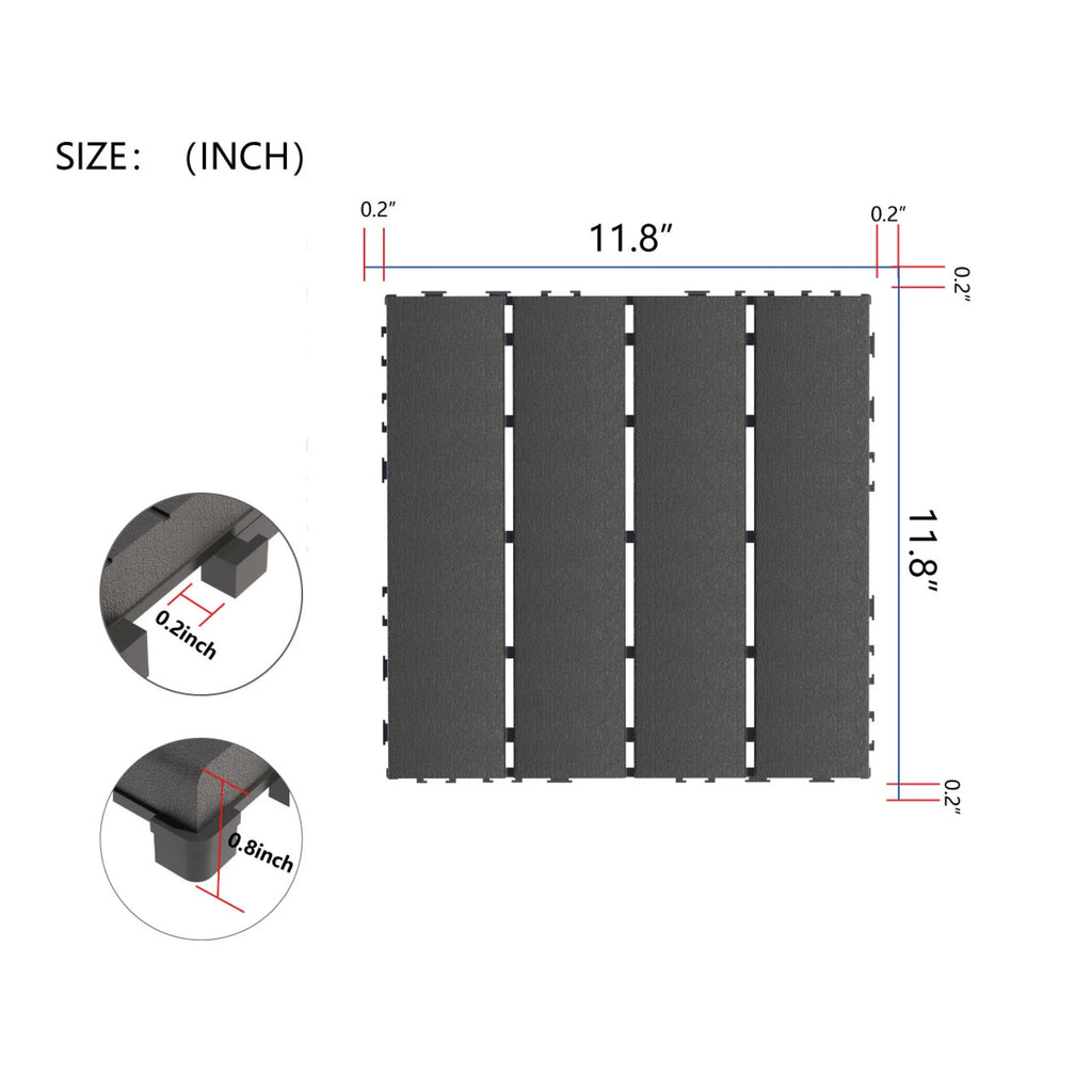 44PCS Plastic Interlocking Deck Tiles,Patio Deck Tiles,12"x12" Square Waterproof Outdoor