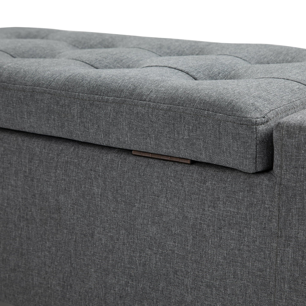 HOMCOM Linen Storage Ottoman Bench Storage Chest Tufted Ottoman Cube with Flipping Top