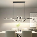 Modern Led Chandelier Dimmable Desk Linear Pendant Light with Remote Control Dimmable 3 Color Mode & Brightness Ceiling Lamp Dining Light Fixture for Kitchen Dining Room 39inch Black