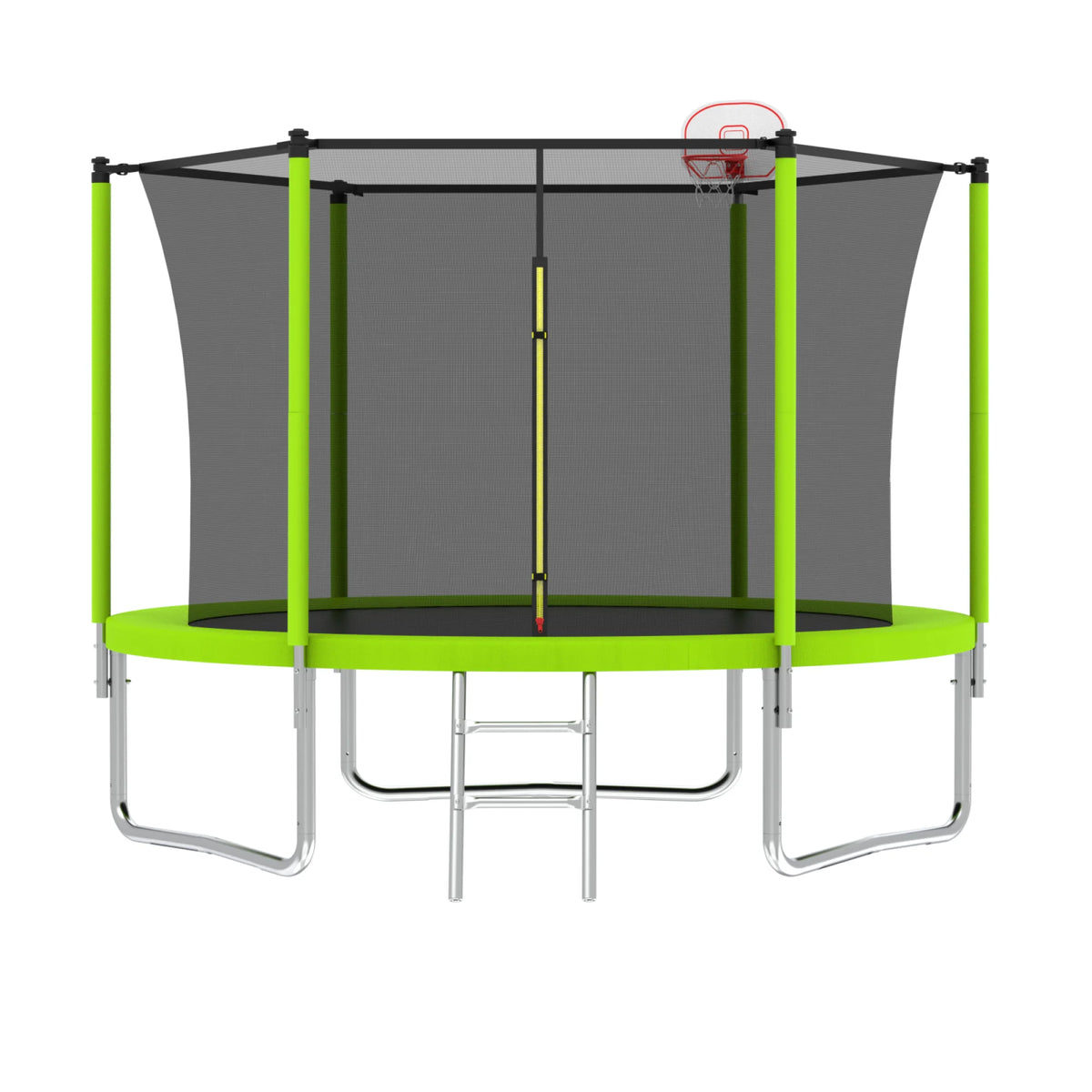 8FT Trampoline for Kids,Outdoor Trampoline with Basketball Hoop,Heavy-Duty Trampoline with Safety Enclosure Net,Blue