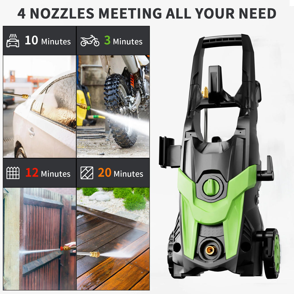 Electric Pressure Washer, 4500 PSI 3.2 GPM Power Washer with 4 Quick Connect Nozzles, High Pressure Cleaning Machine with Foam Cannon for Cars/Fences/Driveways/Patios/Home Cleaning