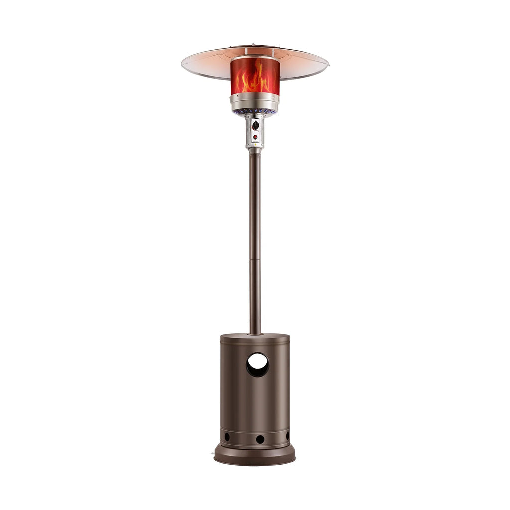 KFFKFF Outdoor Patio Heater, 50000BTU Propane Powered, Elegant Hammered Finish with Circular Table Feature, Durable Metal Burner & Portable Wheels, Ideal for Garden, Patio, Party, Backyard