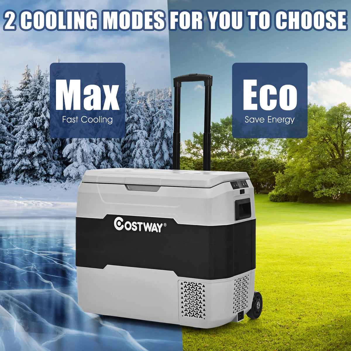 Costway 42 QT Portable Car Refrigerator Dual-Zone Car Cooler White