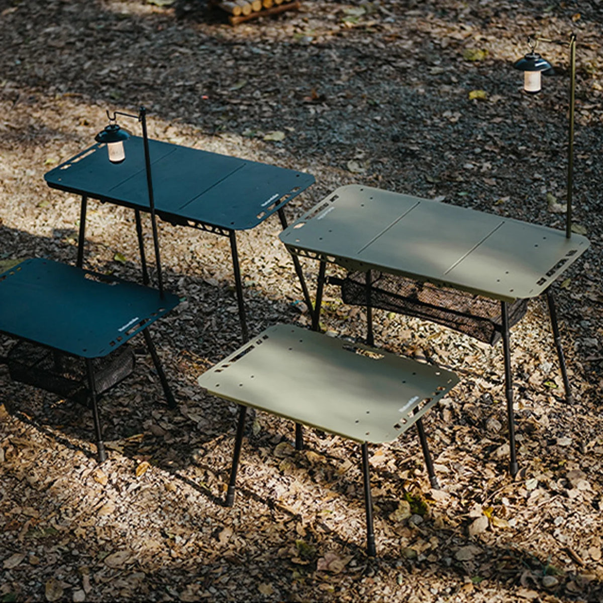 Naturehike, Portable Camping Table, Outdoor Detachable Tactical Camping Table, Lightweight Aluminium Camping Table with Light Pole, Adjustable Height