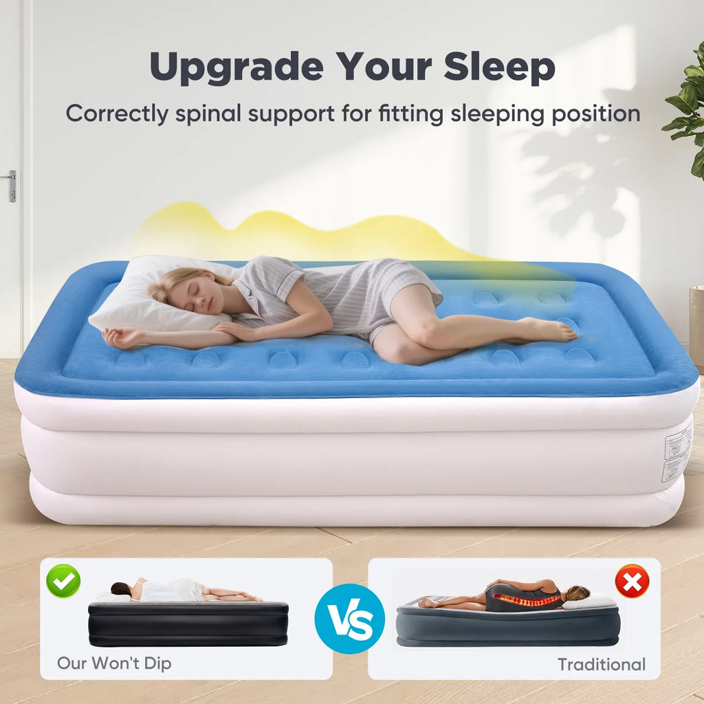 EGGORY King Size Air Mattress with Built-in Pump Inflatable Air Beds, Puncture-Resistant for Camping & Trip & Home