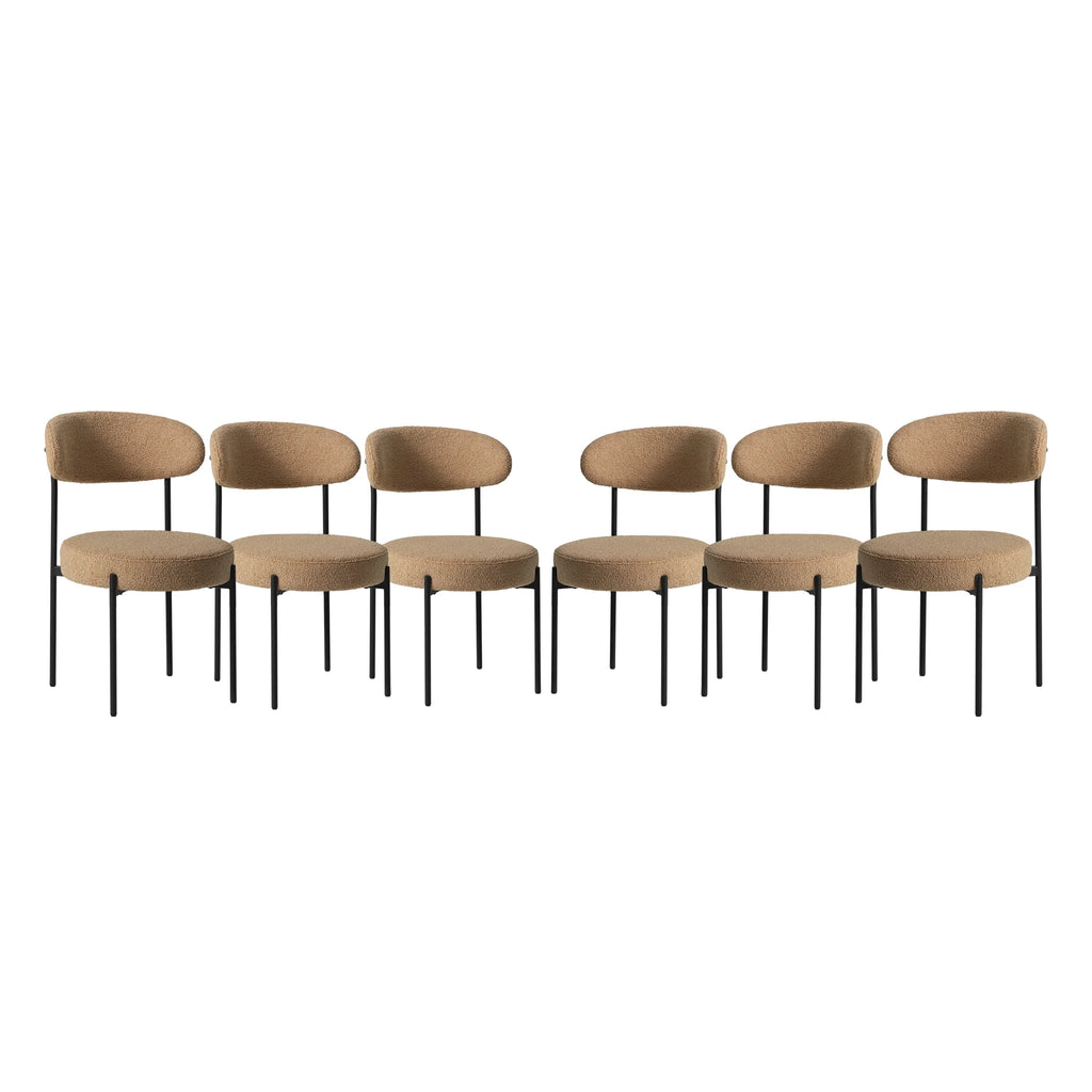 WestinTrends Alexandria Mid-Century Modern Upholstered Sherpa Round Dining Chairs (Set of 4), Sunset Gold