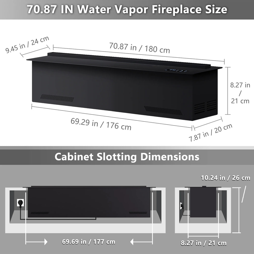 31.5-inch Water Vapor Fireplac with Dual-mode Water Supply System,Vapor Fireplace with 3D Realistic Flame,Electric Fireplace with Remote/Touch Control for Timer,Dimmable