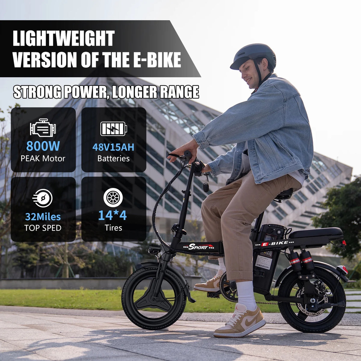 ASKGO 1200W Peak Motor ,Folding Electric Bike for Adults Teens ,14'' Commuting Bike, Max 28MPH/35 Miles E-Bike ,3 Speed  Double Mini Electric Bike, UL2849