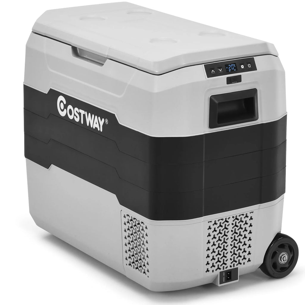 Costway 42 QT Portable Car Refrigerator Dual-Zone Car Cooler White