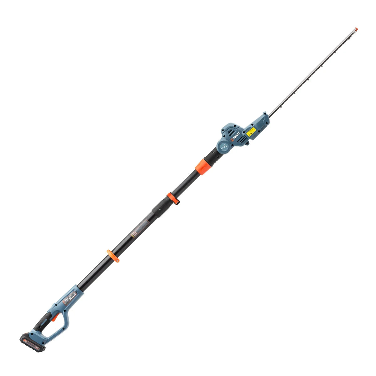 SENIX 20 Volt Max* Cordless Pole Hedge Trimmer 18-Inch Cutting / 21-inch Blade Length with Adjustable Head & Telescoping Shaft, Battery & Charger included, HTPX2-M