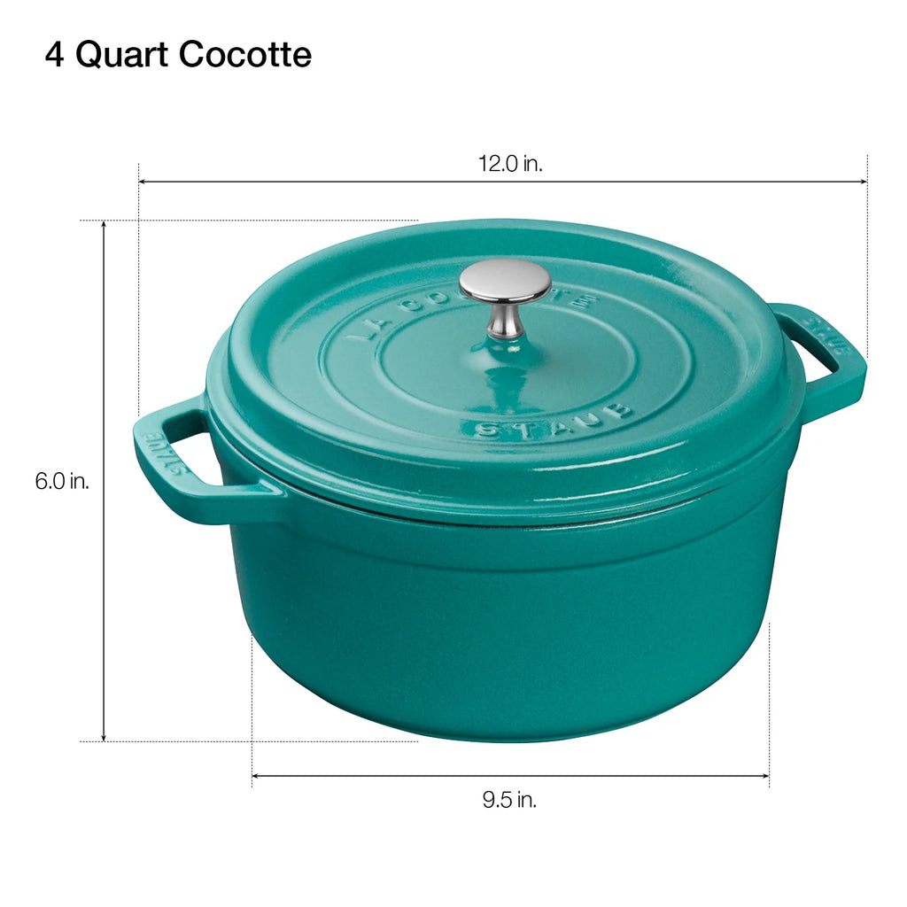 Staub Cast Iron 4-qt Round Cocotte - Matte Black
