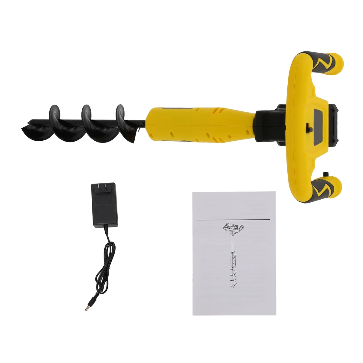 ToppiJoy 550rpm Cordless Electric Post Hole Digger Hole Digging Machine Electric Earth Auger for Post Hole Digging Drilling Tree Planting, with Battery and Charger