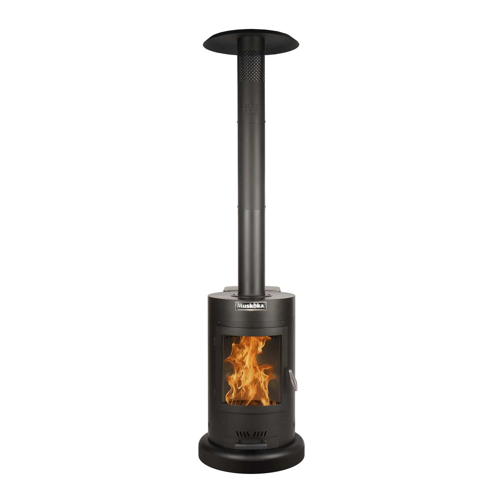 Muskoka 84" High 75,000 BTU Black Steel Wood Pellet Patio Heater