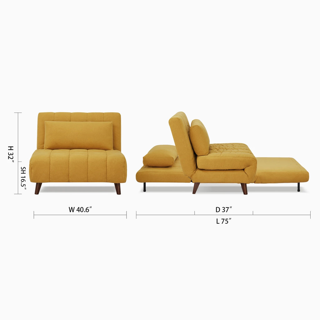 A&D Home Springfield Polyester Convertible Futon Chair, Yellow