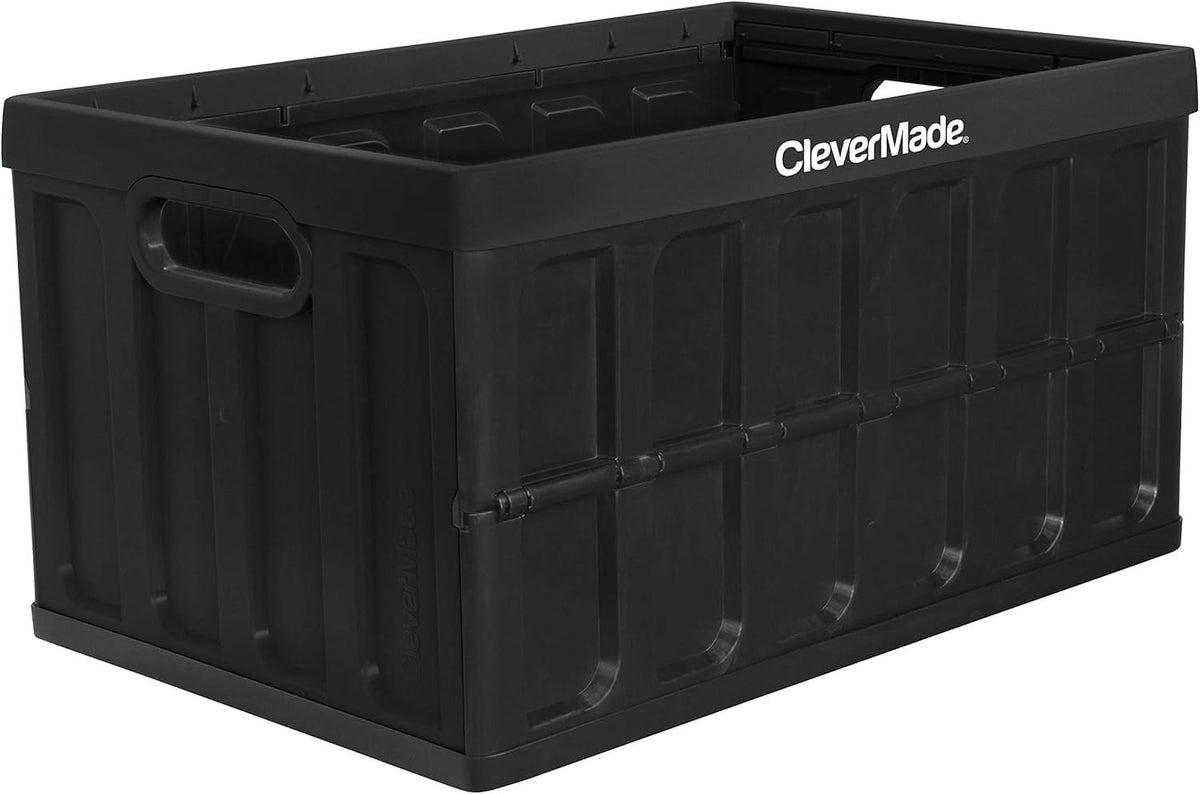 CleverMade 3 Pack Stackable Collapsible Storage Bin with Lids - 16 Gal Ocean